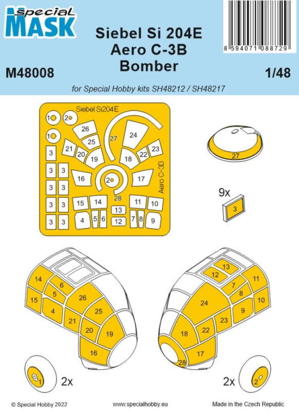 AERO günstig Kaufen-Siebel Si 204E/Aero C-3B Bomber - Mask. Siebel Si 204E/Aero C-3B Bomber - Mask <![CDATA[Special Hobby / M48008 / 1:48]]>. 