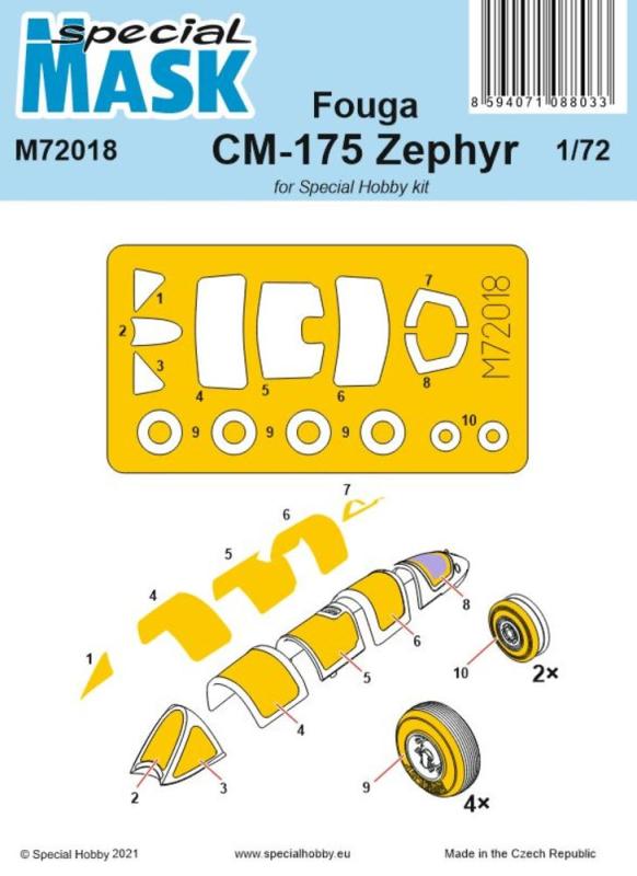 8594071088033 - Special Hobby 100-M72018 - Fouga CM-175 Zephyr Mask in 172 8594071088033 - Special Hobby 100-M72018 - Fouga CM-175 Zephyr Mask in 172