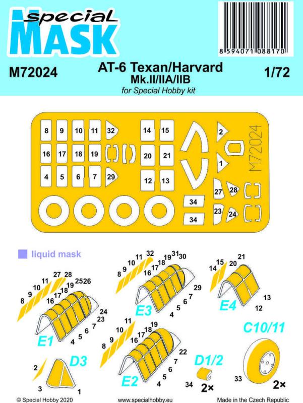 8594071088170 - Special Hobby 100-M72024 - AT-6 Texan Harvard MkII IIA IIB Mask in 172 8594071088170 - Special Hobby 100-M72024 - AT-6 Texan Harvard MkII IIA IIB Mask in 172