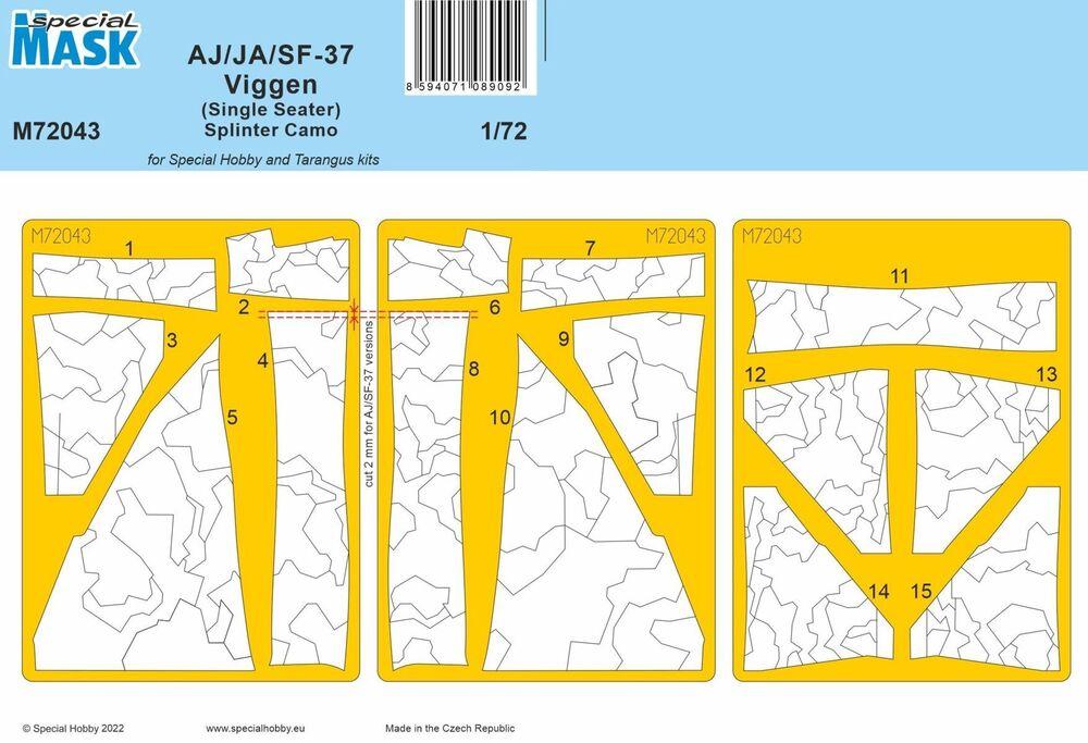 Single CD günstig Kaufen-AJ/JA/SF-37 Viggen (Single Seater) - Splinter Camo Mask. AJ/JA/SF-37 Viggen (Single Seater) - Splinter Camo Mask <![CDATA[Special Hobby / M72043 / 1:72]]>. 