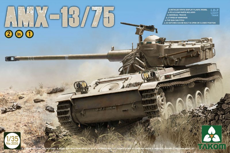 LIGHT günstig Kaufen-IDF Light Tank AMX-13/75 2in1. IDF Light Tank AMX-13/75 2in1 <![CDATA[Takom / TAK-2036 / 1:35]]>. 