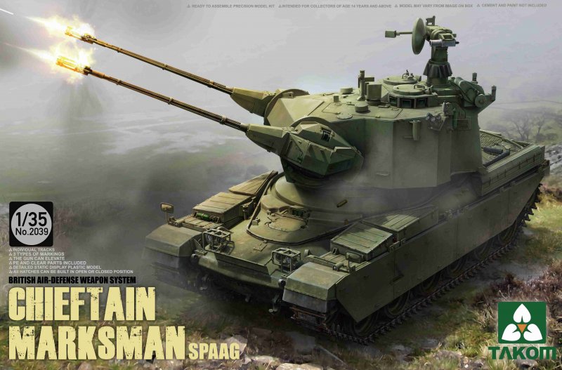 4897051420491 - Takom TAK2039 - British Air-defense Weapon System Chieft Chieftain Marksman SPAAG in 135 4897051420491 - Takom TAK2039 - British Air-defense Weapon System Chieft Chieftain Marksman SPAAG in 135