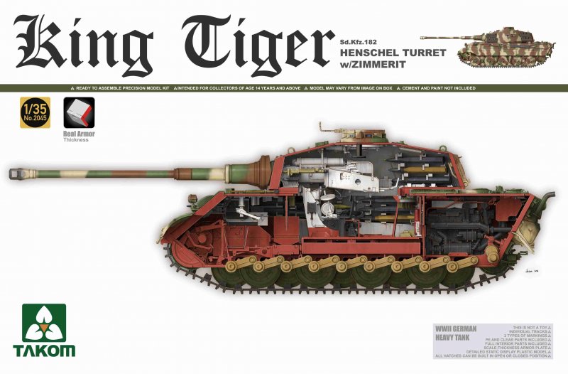 4897051421221 - WWII German Heavy Tank SdKFZ182 King Tiger Henschel Turret w Zimmerit 4897051421221 - WWII German Heavy Tank SdKFZ182 King Tiger Henschel Turret w Zimmerit