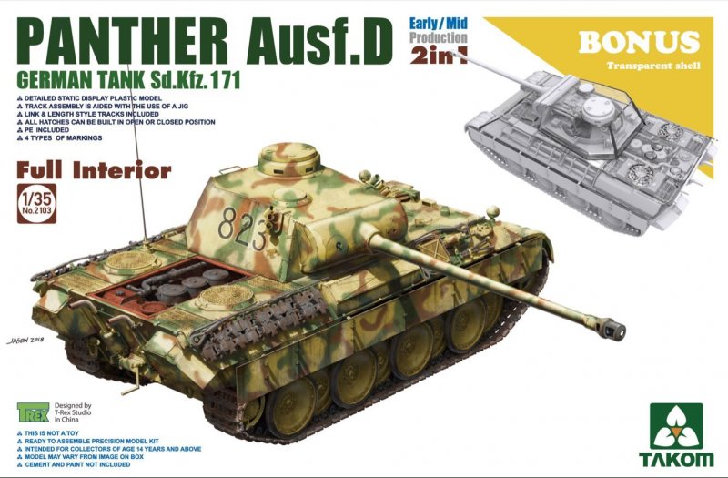 CT 1 günstig Kaufen-Sd.Kfz.171 Panther Ausf.D Early/Mid production w/full interior. Sd.Kfz.171 Panther Ausf.D Early/Mid production w/full interior <![CDATA[Takom / TAK2103 / 1:35]]>. 