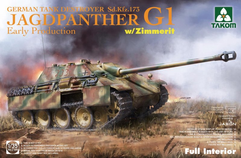 125 mm günstig Kaufen-Sd.Kfz.173 Jagdpanther G1 early production w/Zimmerit & full interior. Sd.Kfz.173 Jagdpanther G1 early production w/Zimmerit & full interior <![CDATA[Takom / 2125 / 1:35]]>. 