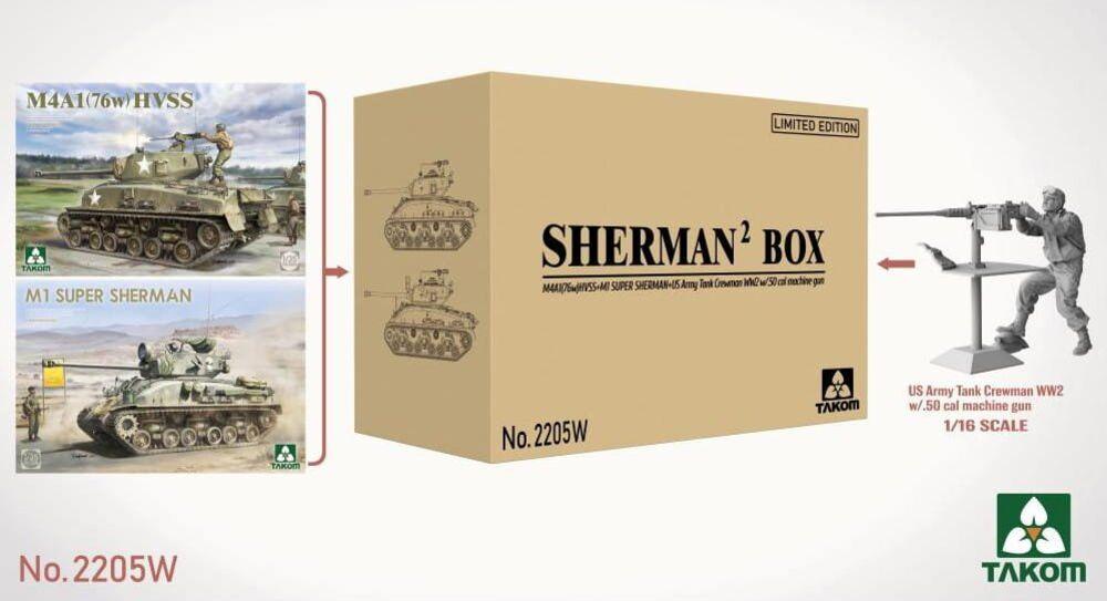 Sherman2 Box M4A1 (76w) HVSS + M1 Super Sherman + US Army Tank Crewman Limited Edition