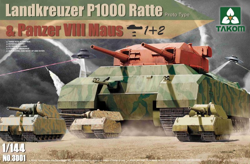 Landkreuzer P1000 günstig Kaufen-Landkreuzer P1000 Ratte (Prototype) & Panzer VIII Maus. Landkreuzer P1000 Ratte (Prototype) & Panzer VIII Maus <![CDATA[Takom / TAK-3001 / 1:144]]>. 