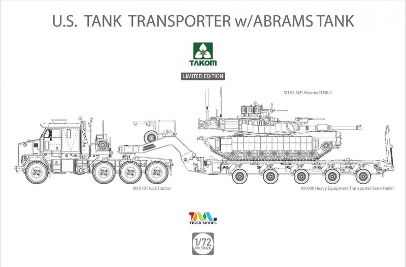 Tank Ram günstig Kaufen-U.S. M1070 & M1000 70 Ton Tank Transporter w/Abrams Tank -  Limited Edition. U.S. M1070 & M1000 70 Ton Tank Transporter w/Abrams Tank -  Limited Edition <![CDATA[Takom / 5002X / 1:72]]>. 