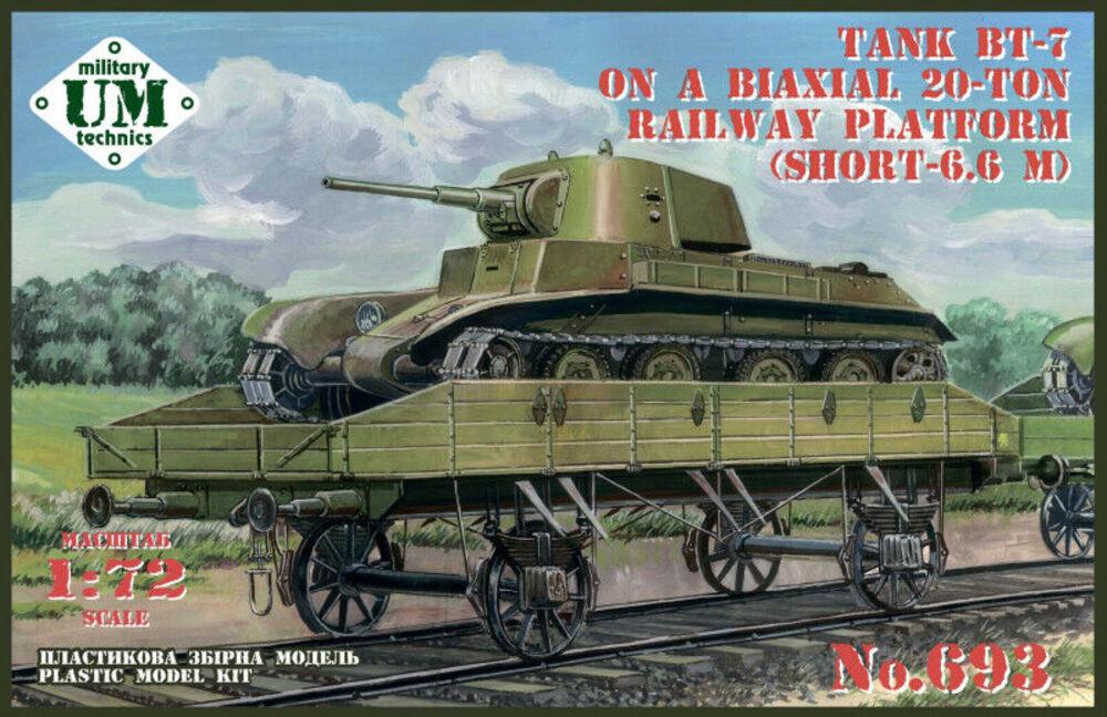 EL BI  günstig Kaufen-BT-7 tank on a biaxial 20-ton railway platform (short - 6.6m). BT-7 tank on a biaxial 20-ton railway platform (short - 6.6m) <![CDATA[Unimodels / UMT693 / 1:72]]>. 